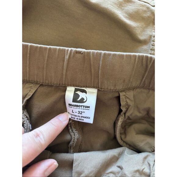 Bear Bottom Clothing Men's Size Large-32 Brown Chino Pants Elastic Waist - Picture 2 of 10